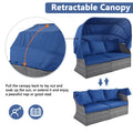 Outdoor Patio Furniture Set Daybed Sunbed With Retractable Canopy Conversation Set Wicker Furniture As Same As Wy000281Aae Blue Rattan