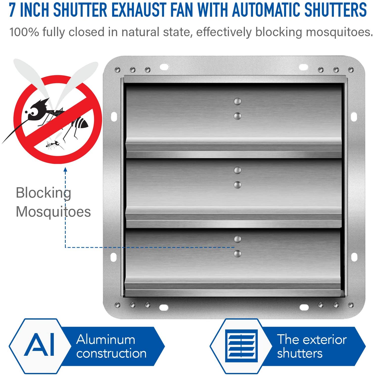 Ipower 7 Inch Shutter Exhaust Fan Aluminum With Speed Controller And Power Cord Kit ,High Speed, 1680 Rpm, 760 Cfm,2 Pack, Silver Silver Aluminium