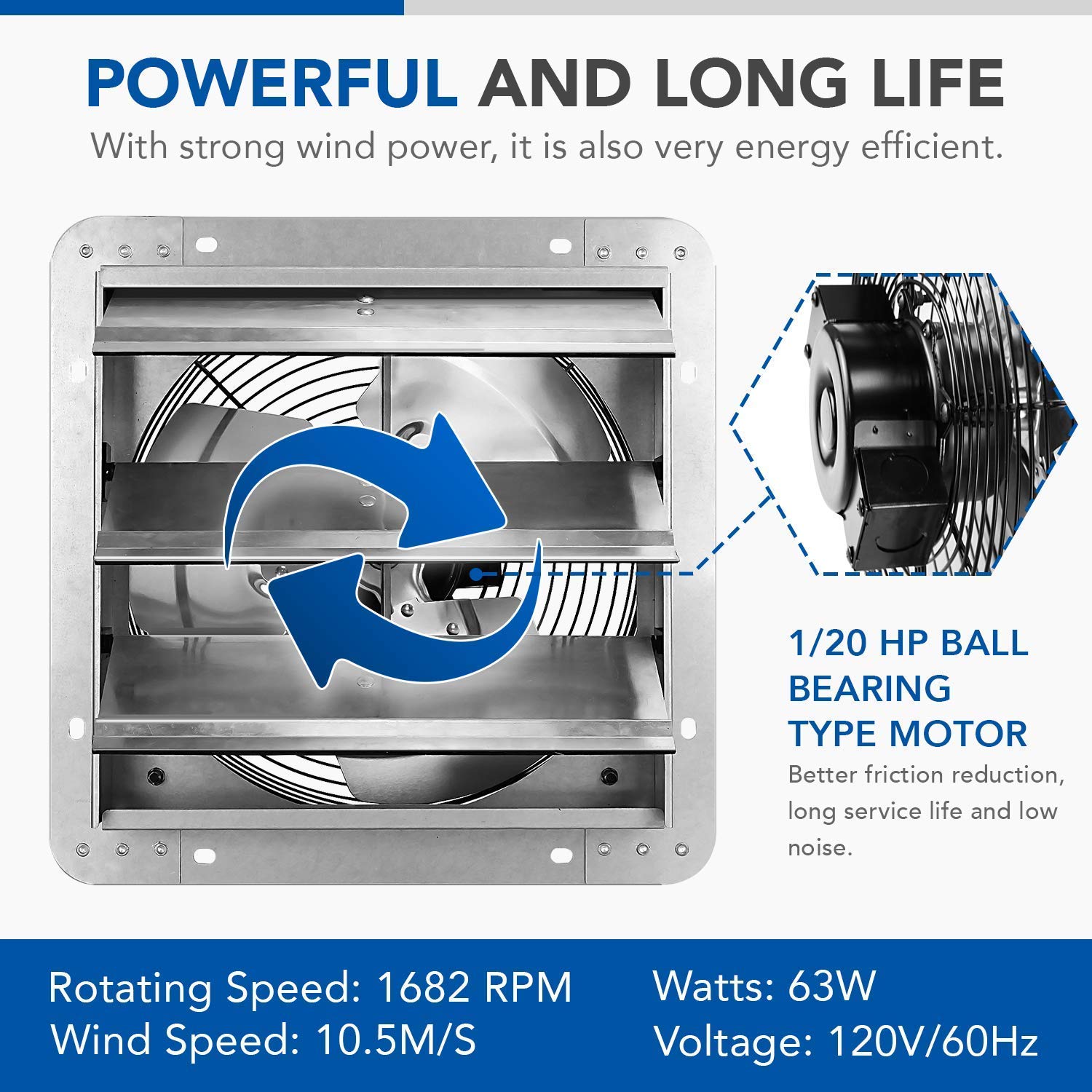 Ipower 12 Inch Variable Shutter Exhaust Fan Aluminum With Speed Controller And Power Cord Kit, 1620Rpm, 940 Cfm, 2 Pack, Silver Silver Aluminium