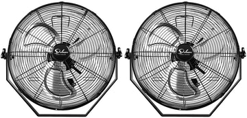 Simple Deluxe 20 Inch High Velocity 3 Speed, Black Wall Mount Fan, 2 Pack Black Metal