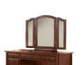 Bedroom Contemporary Vanity Set W Foldable Mirror Stool Drawers Cherry Color Cherry Brown Bedroom Classic,Contemporary,Modern Rubberwood Solid Wood