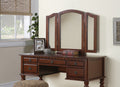 Bedroom Contemporary Vanity Set W Foldable Mirror Stool Drawers Cherry Color Cherry Brown Bedroom Classic,Contemporary,Modern Rubberwood Solid Wood