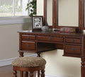 Bedroom Contemporary Vanity Set W Foldable Mirror Stool Drawers Cherry Color Cherry Brown Bedroom Classic,Contemporary,Modern Rubberwood Solid Wood