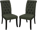 Dining Room Furniture Contemporary Rustic Style Gray Fabric Upholstered Tufted Set Of 2 Chairs Kitchen Breakfast Gray Dining Room Modern,Transitional Rubberwood Tufted Back Solid Wood