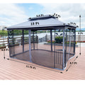 13X10 Outdoor Patio Gazebo Canopy Tent With Ventilated Double Roof And Mosquito Net Detachable Mesh Screen On All Sides ,Suitable For Lawn, Garden, Backyard And Deck,Gray Top Gray Metal