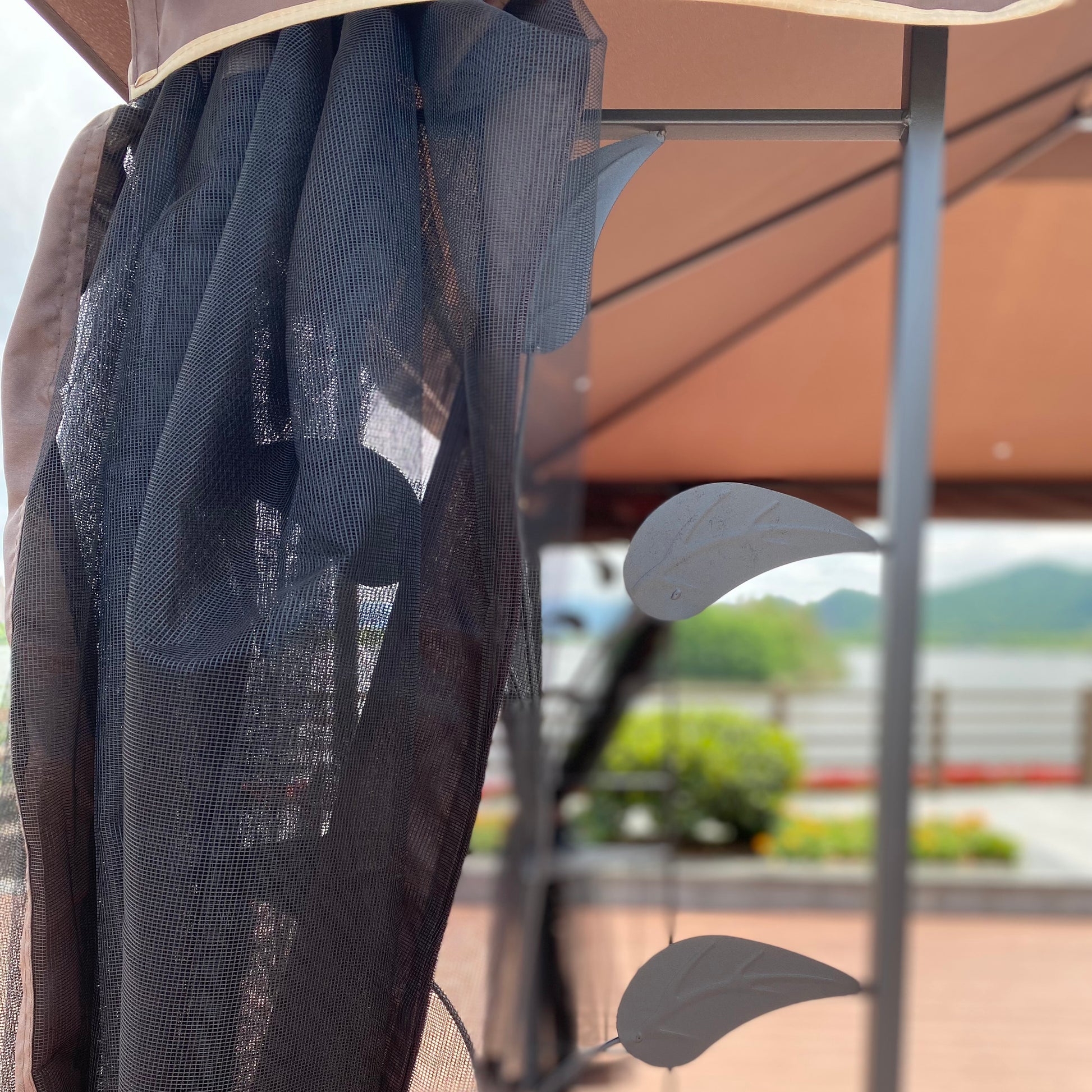 13X10 Outdoor Patio Gazebo Canopy Tent With Ventilated Double Roof And Mosquito Net Detachable Mesh Screen On All Sides ,Suitable For Lawn, Garden, Backyard And Deck,Brown Top Brown Metal