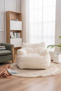 010 Soft Teddy Fabric Tufted Foam Bean Bag Chair With Teddy Fabric Ivory White Ivory Primary Living Space Soft Modern Foam Teddy