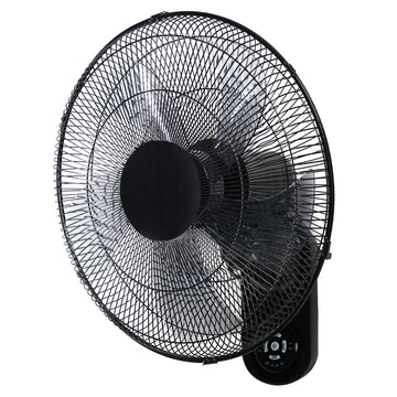 Simple Deluxe 18 Blade Wall Mount Fan, 5 Blades Adjustable 3 Speed Wall Mount Fan For Indoor, Home, Office And College Dorm Use, 90 Degree Horizontal Oscillating, 4 Hours Timer, Black, 1 Pack Black