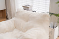 010 Soft Teddy Fabric Tufted Foam Bean Bag Chair With Teddy Fabric Ivory White Ivory Primary Living Space Soft Modern Foam Teddy