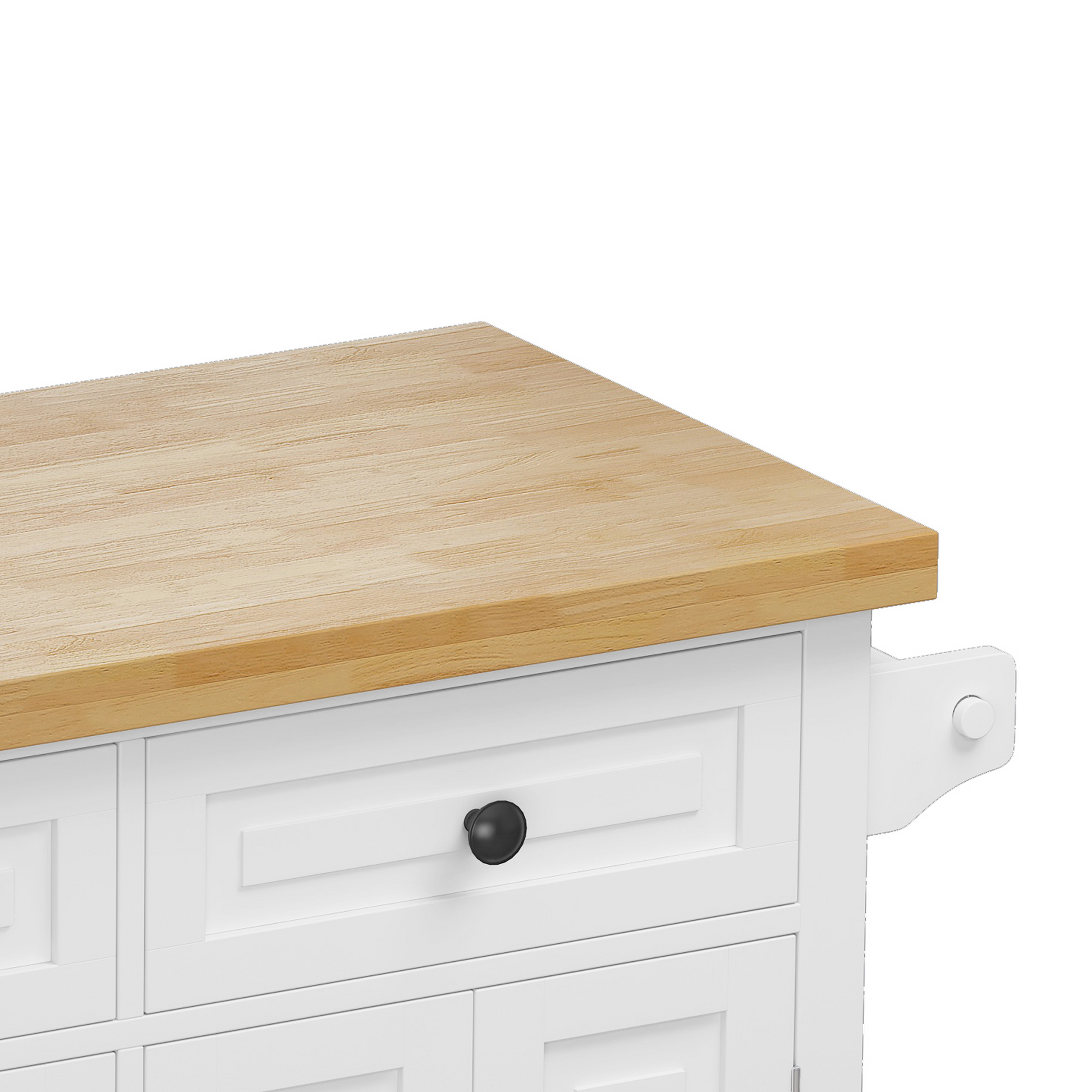 Kitchen Island Cart With Two Storage Cabinets And Two Locking Wheels,43.31 Inch Width,4 Door Cabinet And Two Drawers,Spice Rack, Towel Rack White White Mdf
