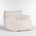 010 Soft Teddy Fabric Tufted Foam Bean Bag Chair With Teddy Fabric Ivory White Ivory Primary Living Space Soft Modern Foam Teddy