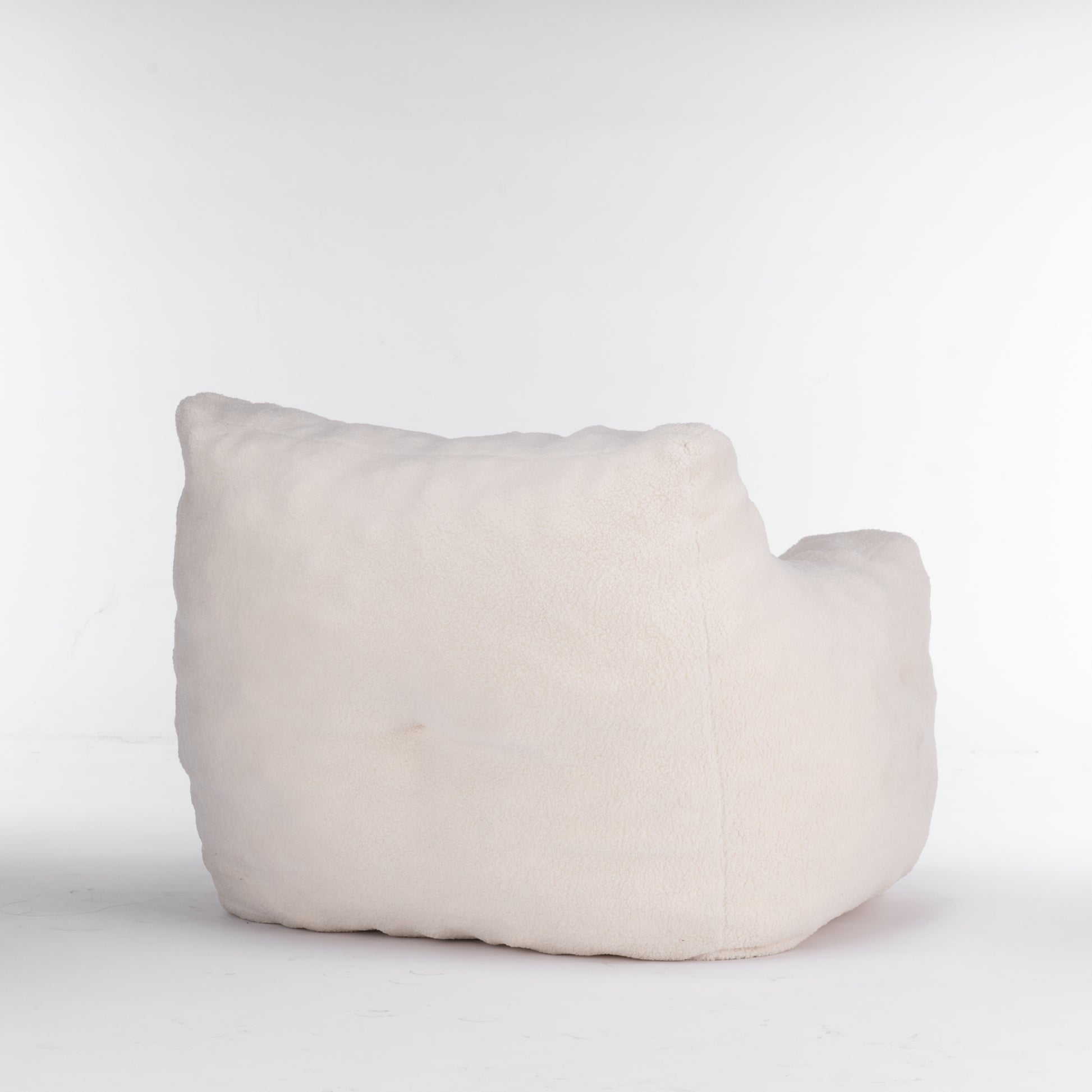 010 Soft Teddy Fabric Tufted Foam Bean Bag Chair With Teddy Fabric Ivory White Ivory Primary Living Space Soft Modern Foam Teddy
