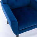 Modern Soft Velvet Material Ergonomics Accent Chair Living Room Chair Bedroom Chair Home Chair With Black Legs For Indoor Home Blue Foam Upholstered
