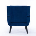 Modern Soft Velvet Material Ergonomics Accent Chair Living Room Chair Bedroom Chair Home Chair With Black Legs For Indoor Home Blue Foam Upholstered