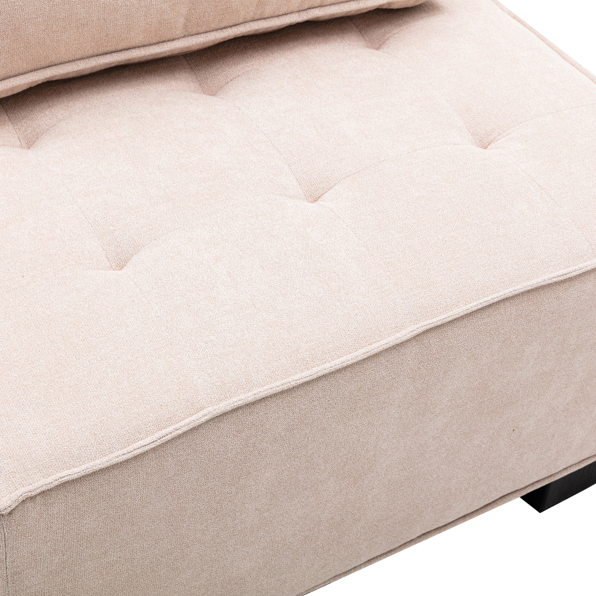 Coolmore Modern Upholstered Chair Leisure Sofa Lazy Sofa Plastic Legs And Pillow Removable Armless Accent Chair For Living Room,Bedroom,Office Beige Linen Beige Foam Linen