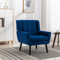 Modern Soft Velvet Material Ergonomics Accent Chair Living Room Chair Bedroom Chair Home Chair With Black Legs For Indoor Home Blue Foam Upholstered