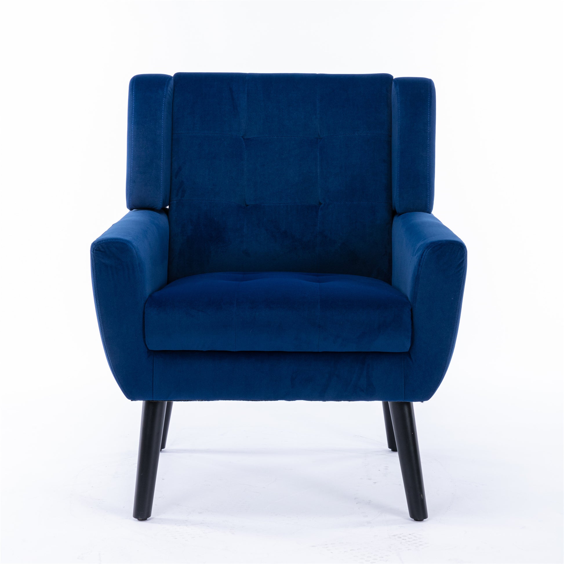 Modern Soft Velvet Material Ergonomics Accent Chair Living Room Chair Bedroom Chair Home Chair With Black Legs For Indoor Home Blue Foam Upholstered