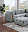 Living Room Furniture 8Pc Sectional Sofa Set Light Grey Dorris Fabric Couch 3X Wedges 3X Armless Chair And 2X Ottomans Light Grey Primary Living Space Cushion Back Contemporary,Modern Modular Fabric 8 Seat