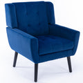 Modern Soft Velvet Material Ergonomics Accent Chair Living Room Chair Bedroom Chair Home Chair With Black Legs For Indoor Home Blue Foam Upholstered