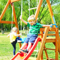 Wooden Swing Set With Slide, Outdoor Playset Backyard Activity Playground Climb Swing Outdoor Play Structure For Toddlers, Ready To Assemble Wooden Swing N Slide Set Kids Climbers Natural Solid Wood