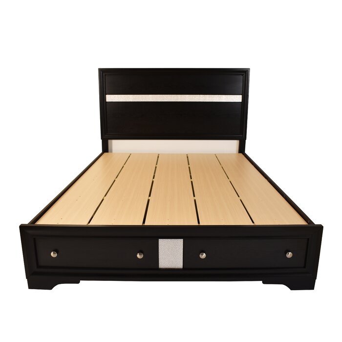 Matrix Traditional Style King 4 Pc Storage Bedroom Set Made With Wood In Black Box Spring Not Required King Black Wood 4 Piece Set Bedroom Bed Included,Dresser Included,Mirror Included,Nightstand Included Traditional Solid Wood Mdf Tufted Wood