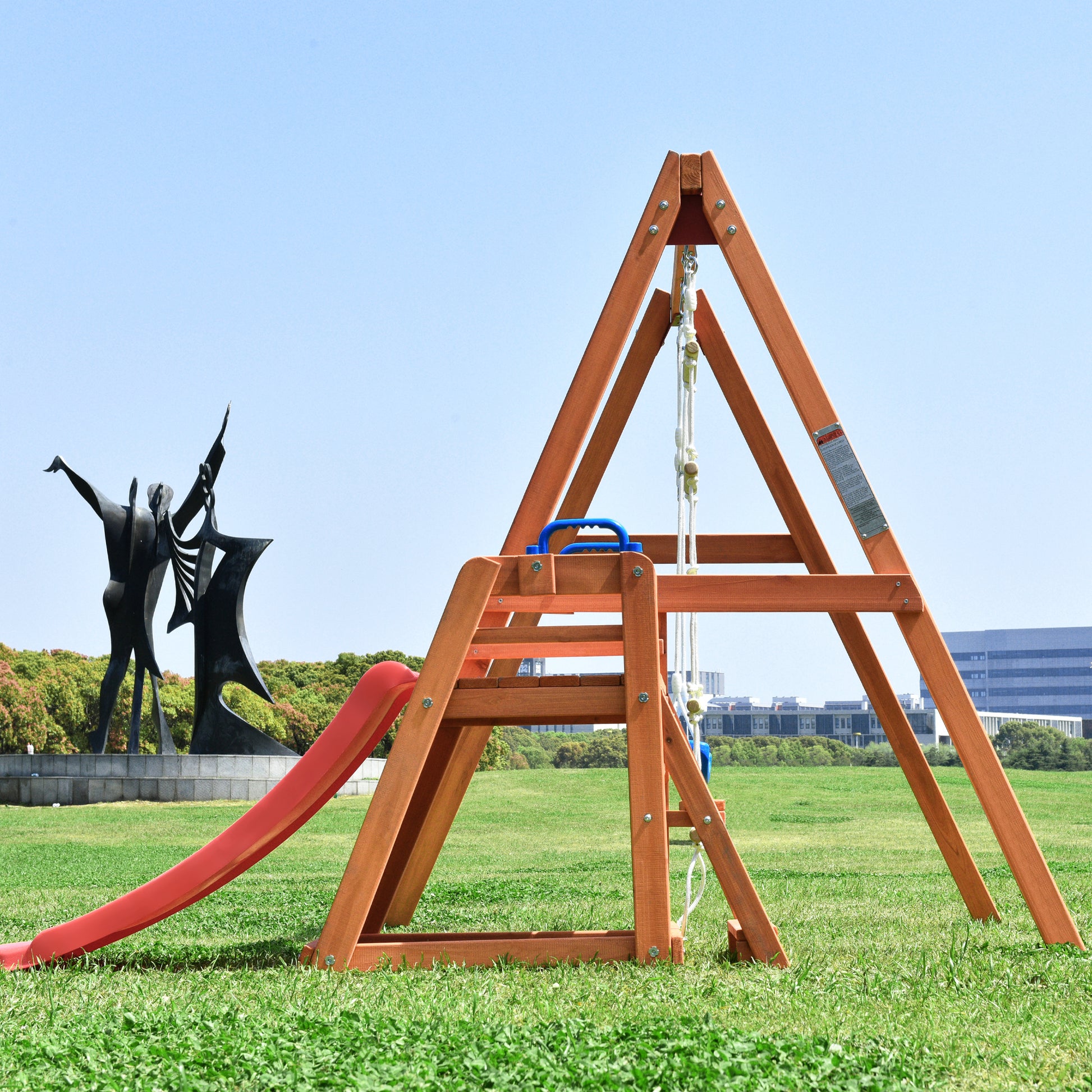 Wooden Swing Set With Slide, Outdoor Playset Backyard Activity Playground Climb Swing Outdoor Play Structure For Toddlers, Ready To Assemble Wooden Swing N Slide Set Kids Climbers Natural Solid Wood