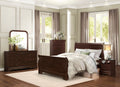 Traditional Louis Philippe Style Queen Bed Dark Cherry Finish Wooden Bedroom Furniture 1Pc Box Spring Required Queen Cherry Wood Bedroom Classic,Traditional Bed Frame Wood
