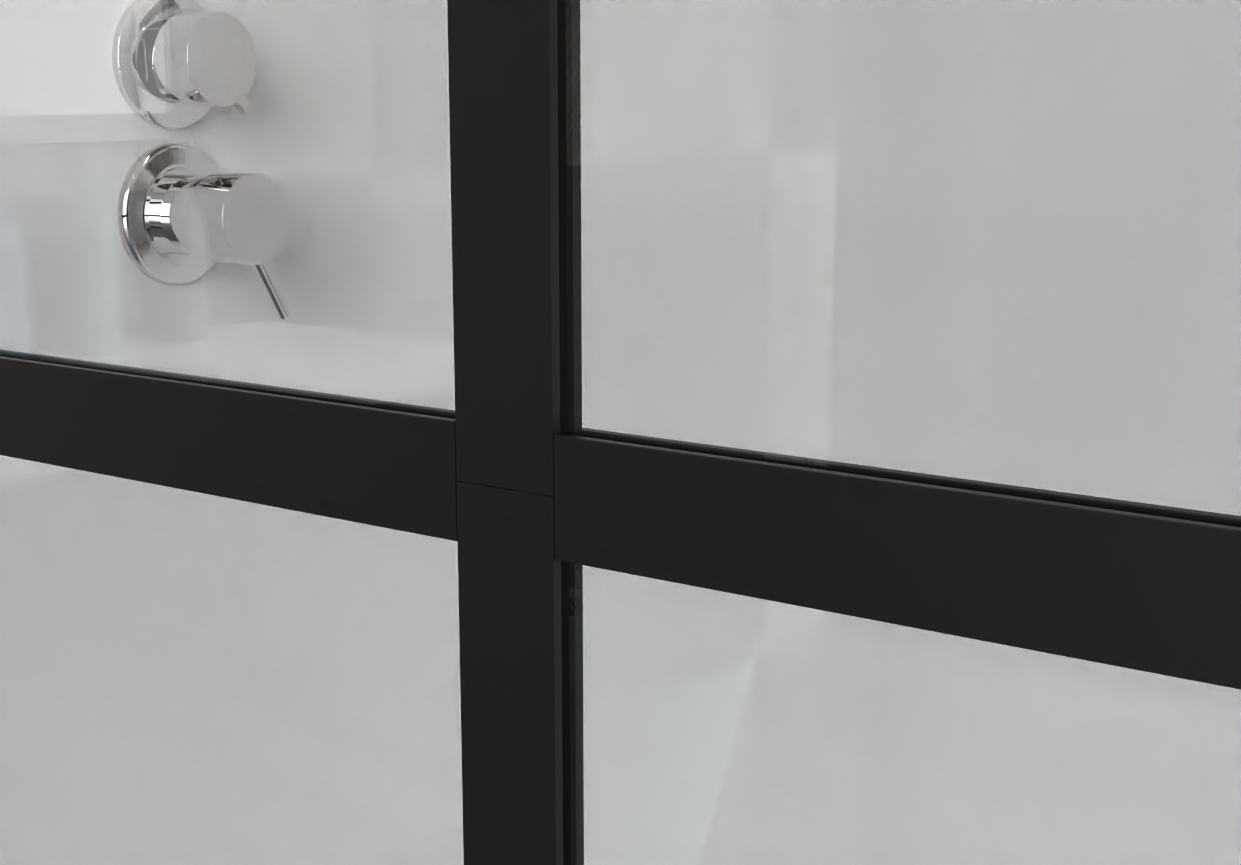 Goodyo 34" X 72" Shower Door Walk In Black Finish Black Glass