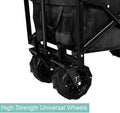 Yssoa Heavy Duty Folding Portable Cart Wagon With 7'' Widened All Terrain Wheels Prevent To Sinking In The Sand, Adjustable Handles And Double Fabric For Shopping, Park, Beach, Camping, Black Black