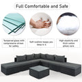 8 Pieces Outdoor Patio Furniture Sets, Garden Conversation Wicker Sofa Set, Single Sofa Combinable, Gray Cushions Black Wicker Yes Gray Wicker