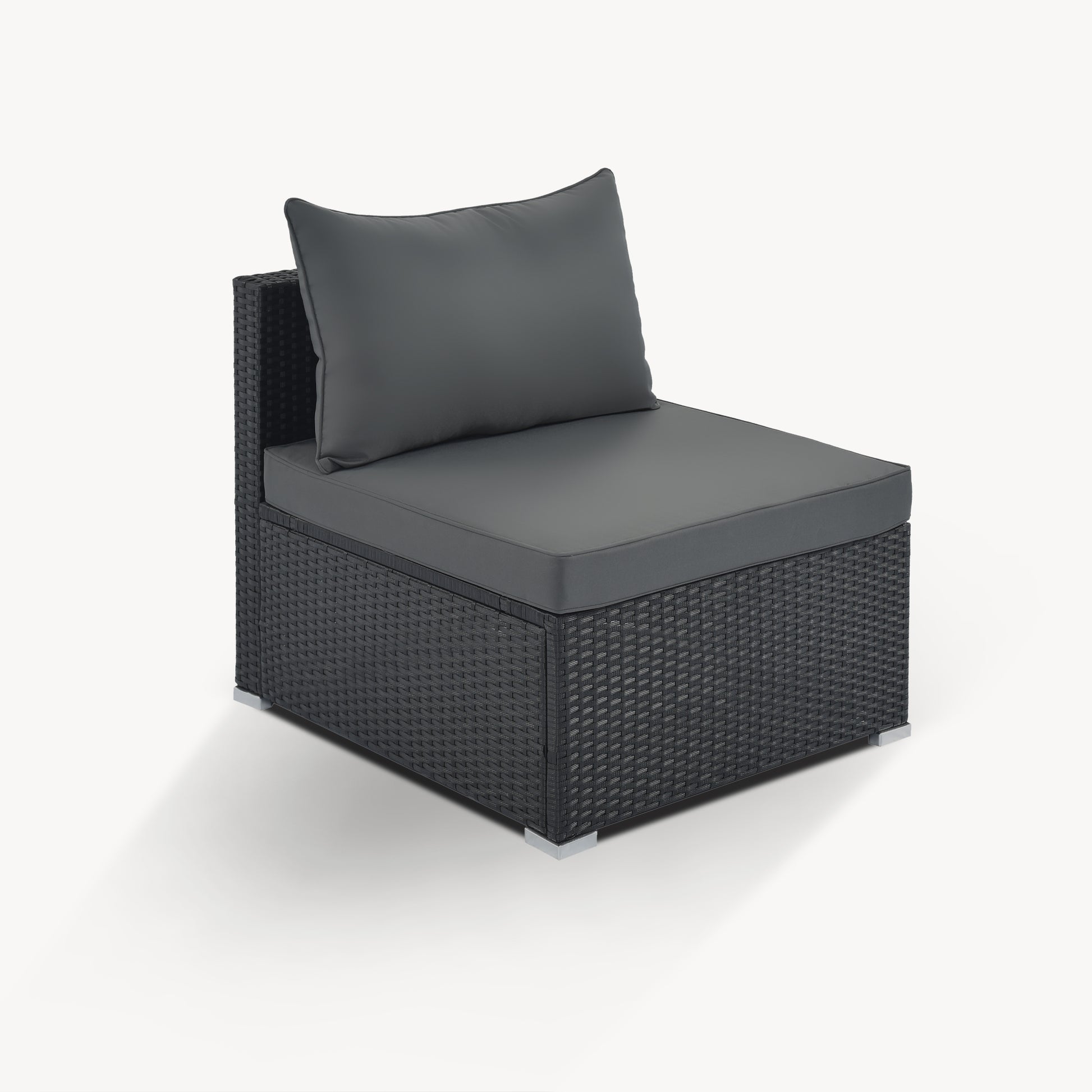 8 Pieces Outdoor Patio Furniture Sets, Garden Conversation Wicker Sofa Set, Single Sofa Combinable, Gray Cushions Black Wicker Yes Gray Wicker
