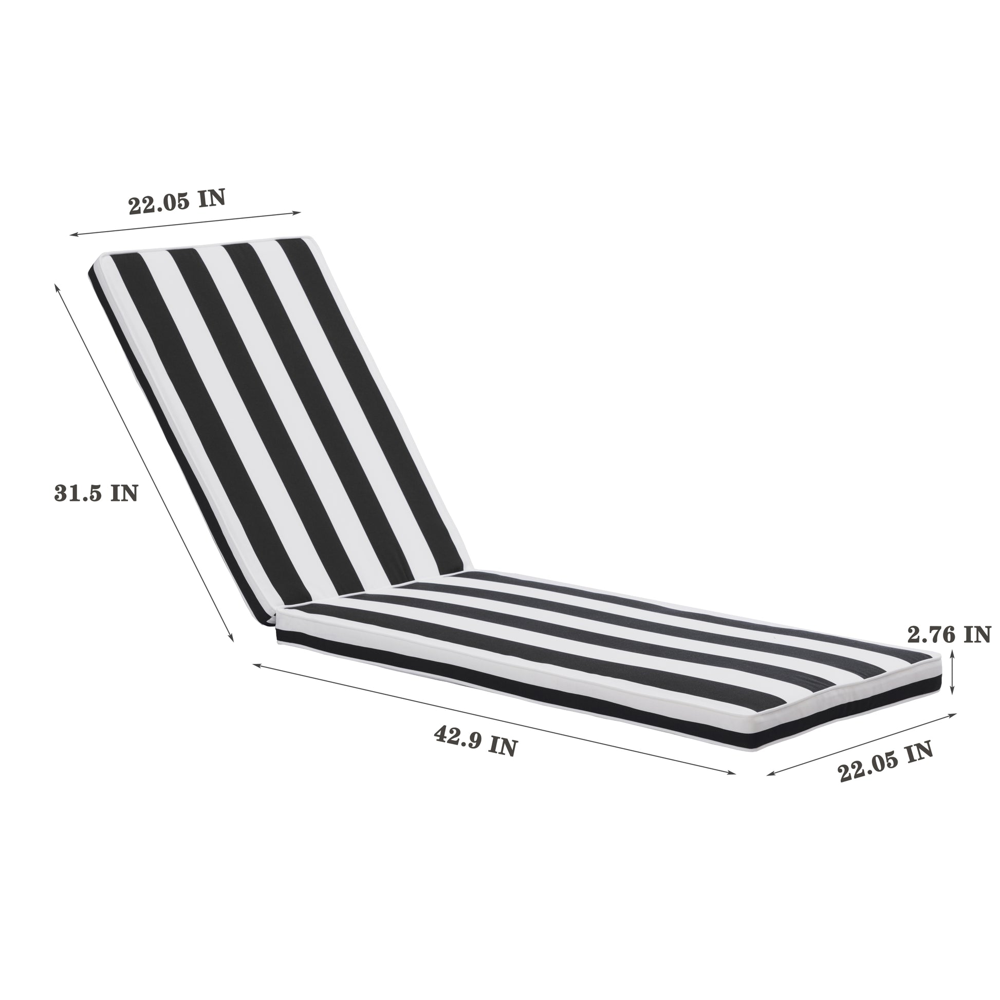1Pcsoutdoor Lounge Chair Cushion Replacement Patio Funiture Seat Cushion Chaise Lounge Cushion Black White Stripe Black White Polyester