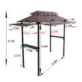 8X4Ft Grill Gazebo,Metal Gazebo With Soft Top Canopy And Steel Frame With Hook And Bar Counters,Fabric Light Brown Light Brown Steel