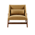 Accent Chair Mustard Yellow Pecan Polyester