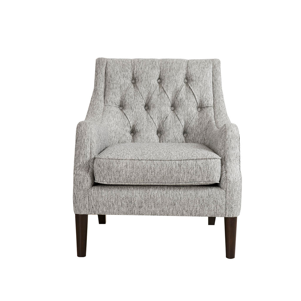 Button Tufted Accent Chair Grey Polyester