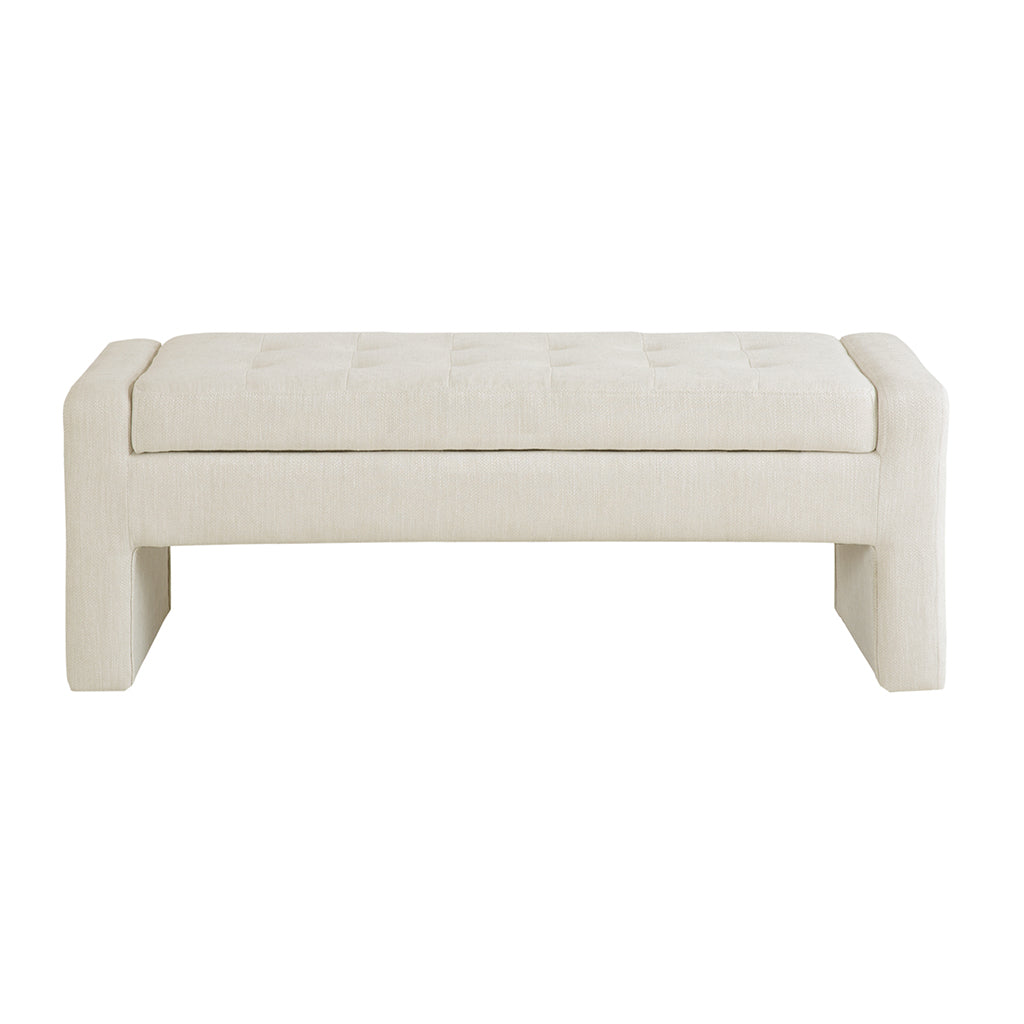 Soft Close Storage Bench Cream Polyester