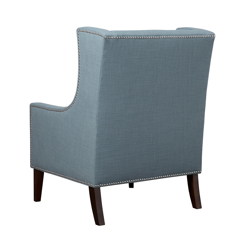 Barton Wing Chair Teal Solid Wood