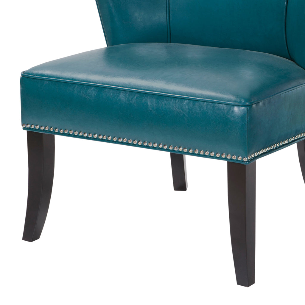 Armless Accent Chair Blue Polyester