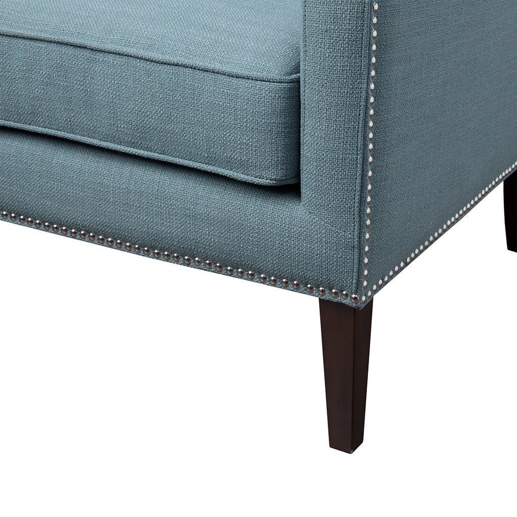 Barton Wing Chair Teal Solid Wood