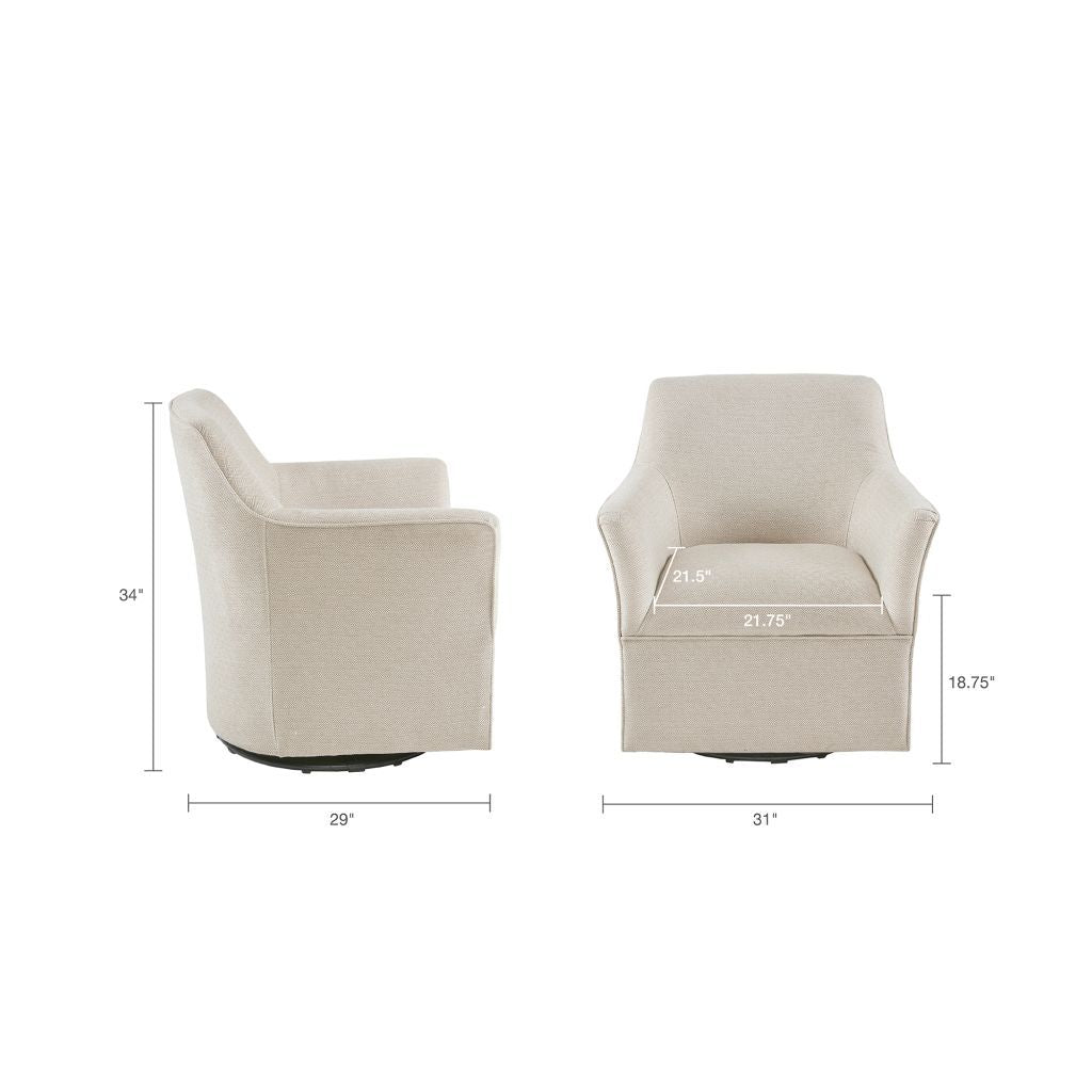 Augustine Swivel Glider Chair Cream Solid Wood