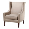 Barton Wing Chair Taupe Solid Wood