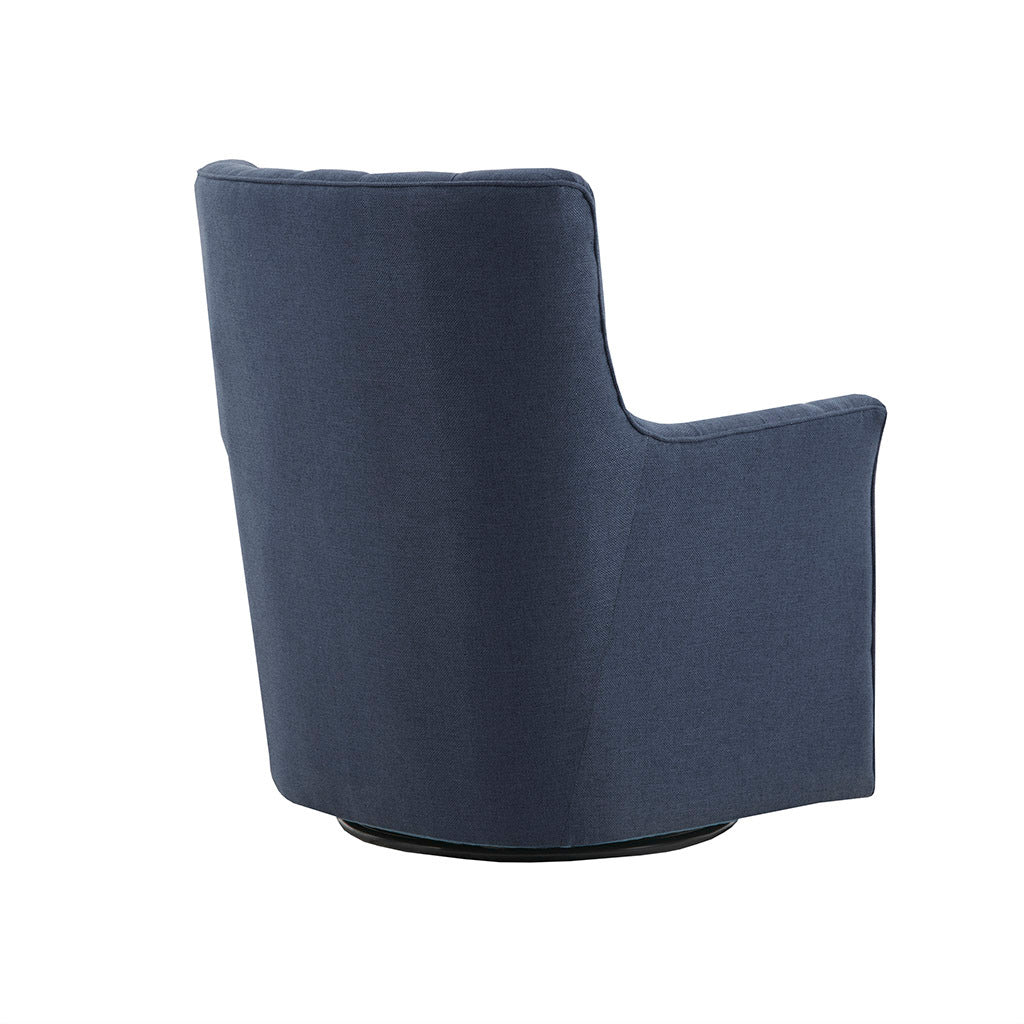 Mathis Swivel Glider Chair Blue Solid Wood