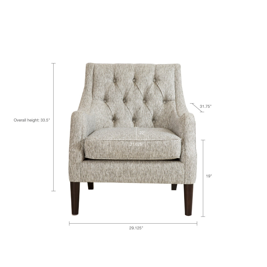 Button Tufted Accent Chair Grey Polyester