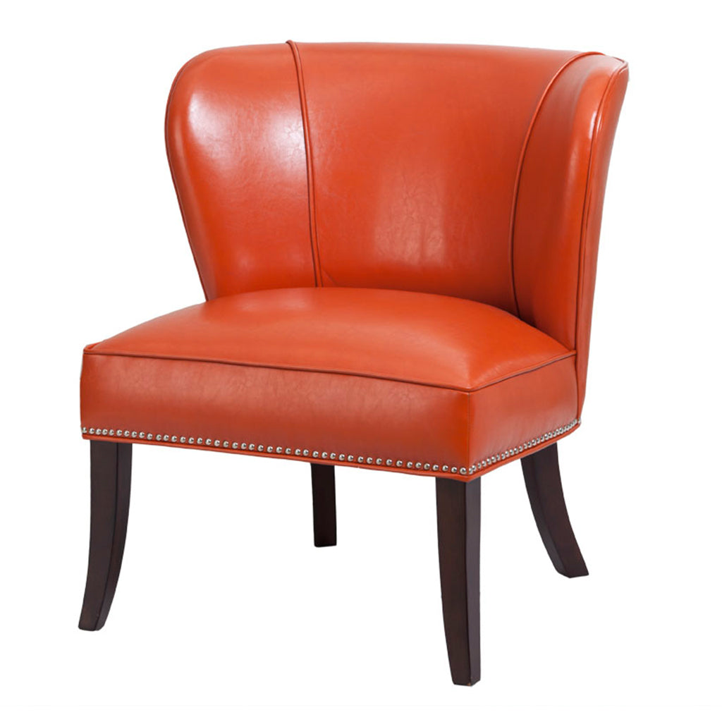 Armless Accent Chair Orange Polyester