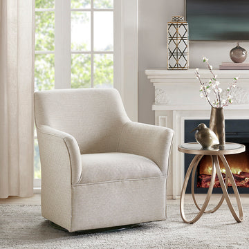 Augustine Swivel Glider Chair Cream Solid Wood