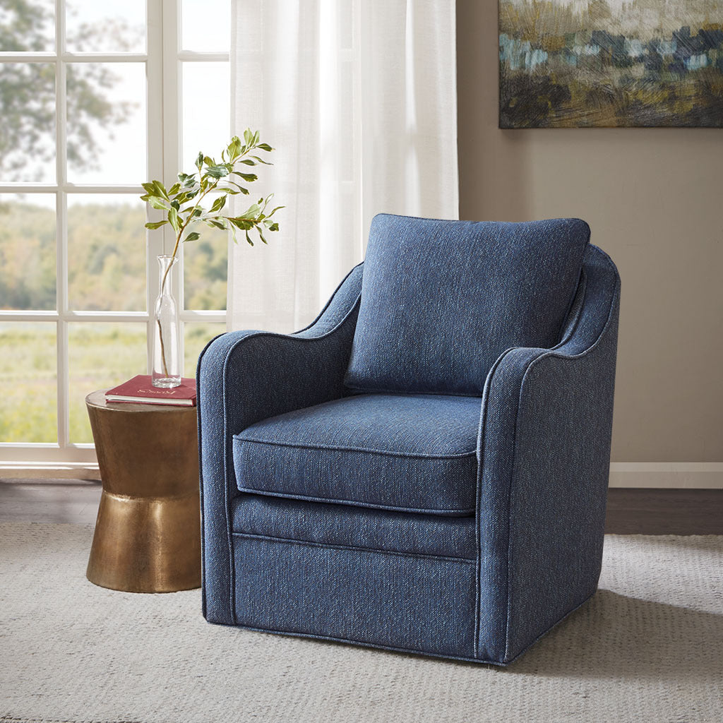 Brianne Swivel Chair Navy Solid Wood