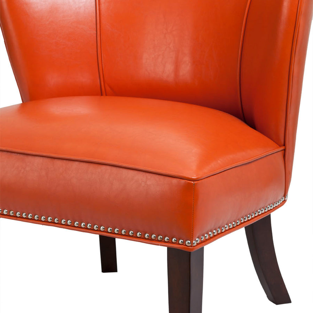 Armless Accent Chair Orange Polyester