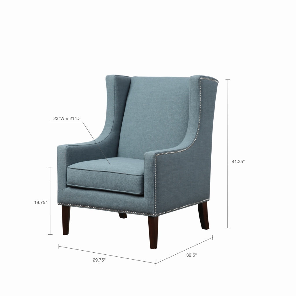 Barton Wing Chair Teal Solid Wood