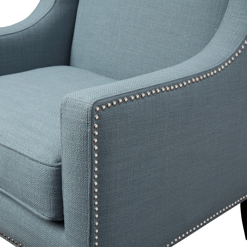 Barton Wing Chair Teal Solid Wood