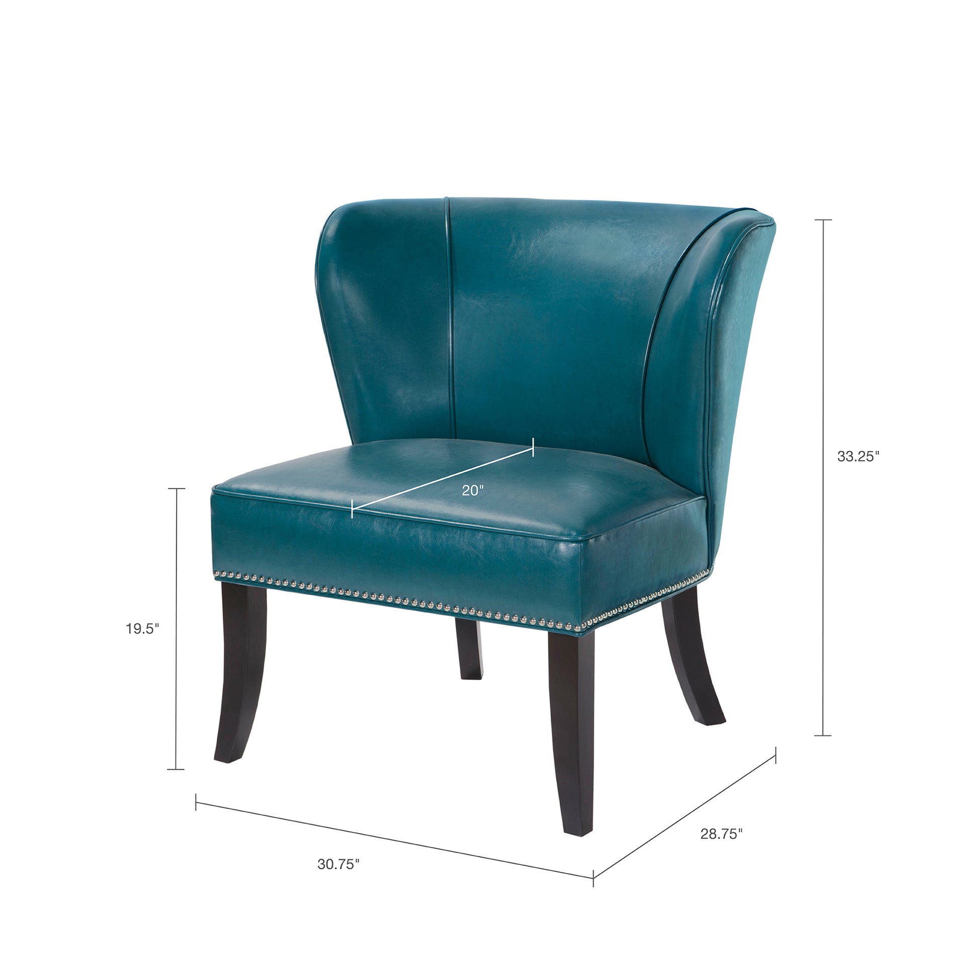 Armless Accent Chair Blue Polyester
